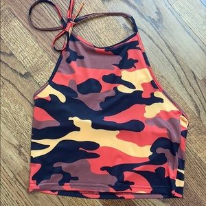 Camo orange halter top